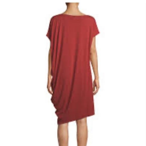 Eileen Fisher Red Asymmetrical Draped Shoulder Dress, EUC, Size XXS, MSRP $168 - Picture 1 of 11